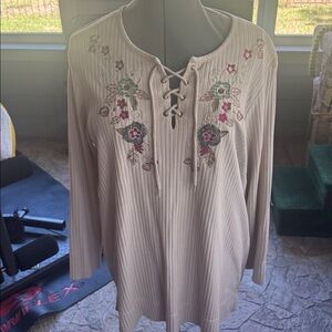 Blair Top Ribbed Tunic Tan Cream